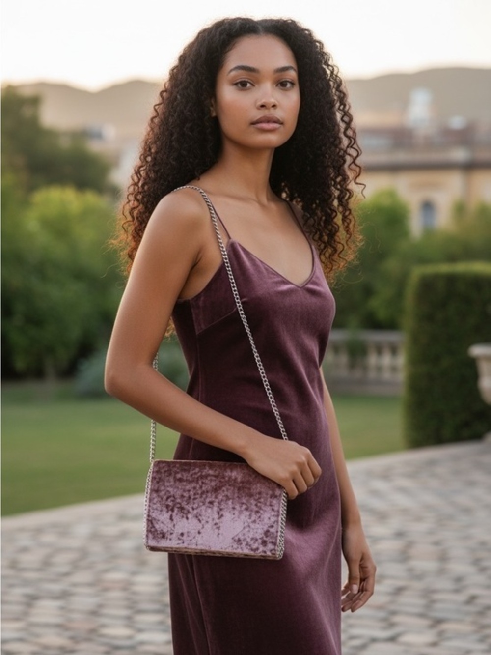 Chelsea28 Velvet Chain Clutch